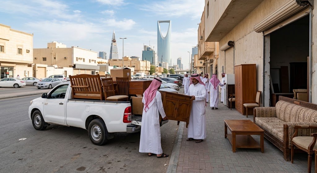 فريق متخصص يقوم بتقييم وشراء الأثاث المستعمل ضمن خدمات شراء الاثاث المستعمل حي الملقا بالرياض
